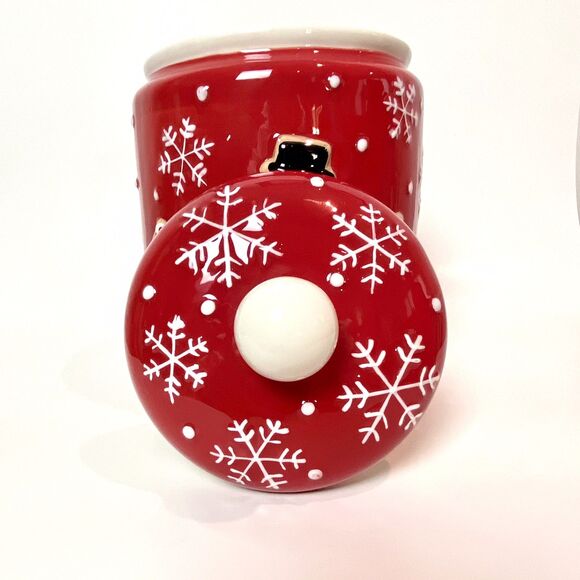 Hallmark Ceramic Christmas Cookie Jar Snowman Snowflakes Holiday Hosting Decor - Picture 5 of 10